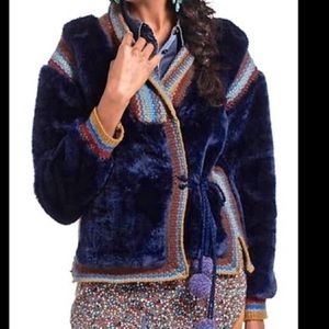 Anthropologie faux fur quilted coat